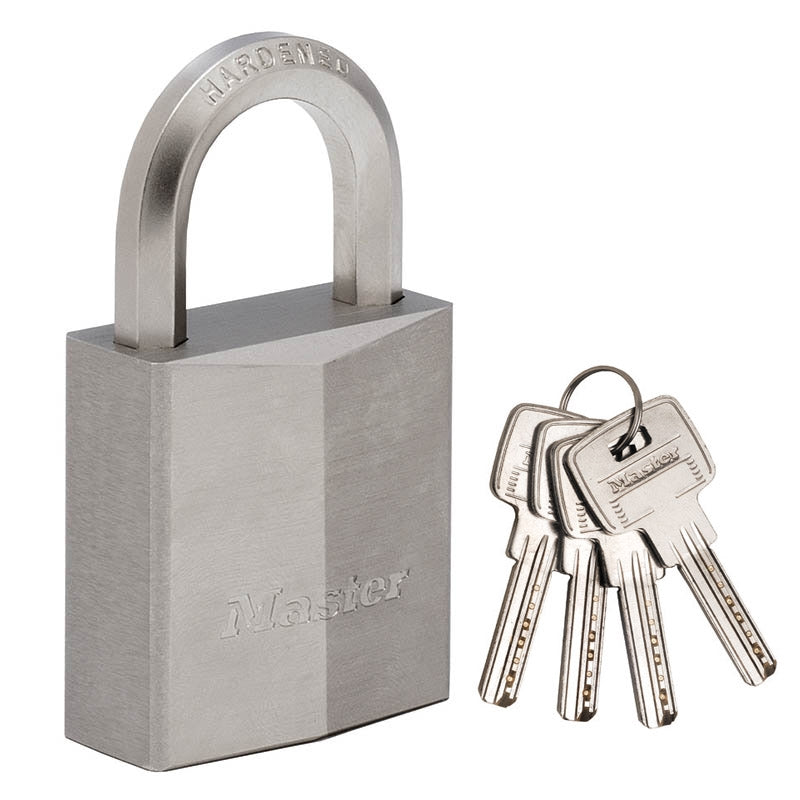 Master Lock 1145PEURD Λουκέτο Ορειχάλκινο Επινικελωμένο Βαρέως Τύπου Με Εξάγωνο Λαιμό 4 Κλειδιά Υπερασφαλείας 40mm