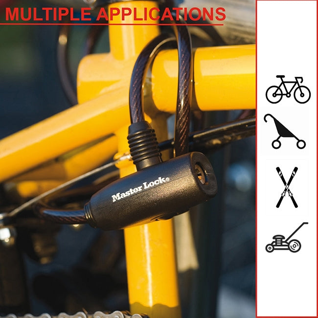 Master Lock 8126EURDPRO Κλειδαριά Ποδηλάτου Συρματόσκοινο Με Κλειδί 8mm x 180cm