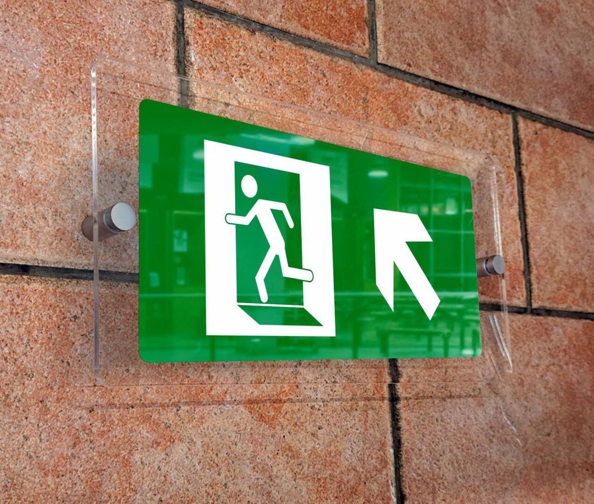 Πινακίδα Σήμανσης Κατεύθυνσης Aκρυλικό Plexiglass "ΕΞΟΔΟΣ ΚΙΝΔΥΝΟΥ ΠΑΝΩ ΑΡΙΣΤΕΡΑ” 300mm x 150mm