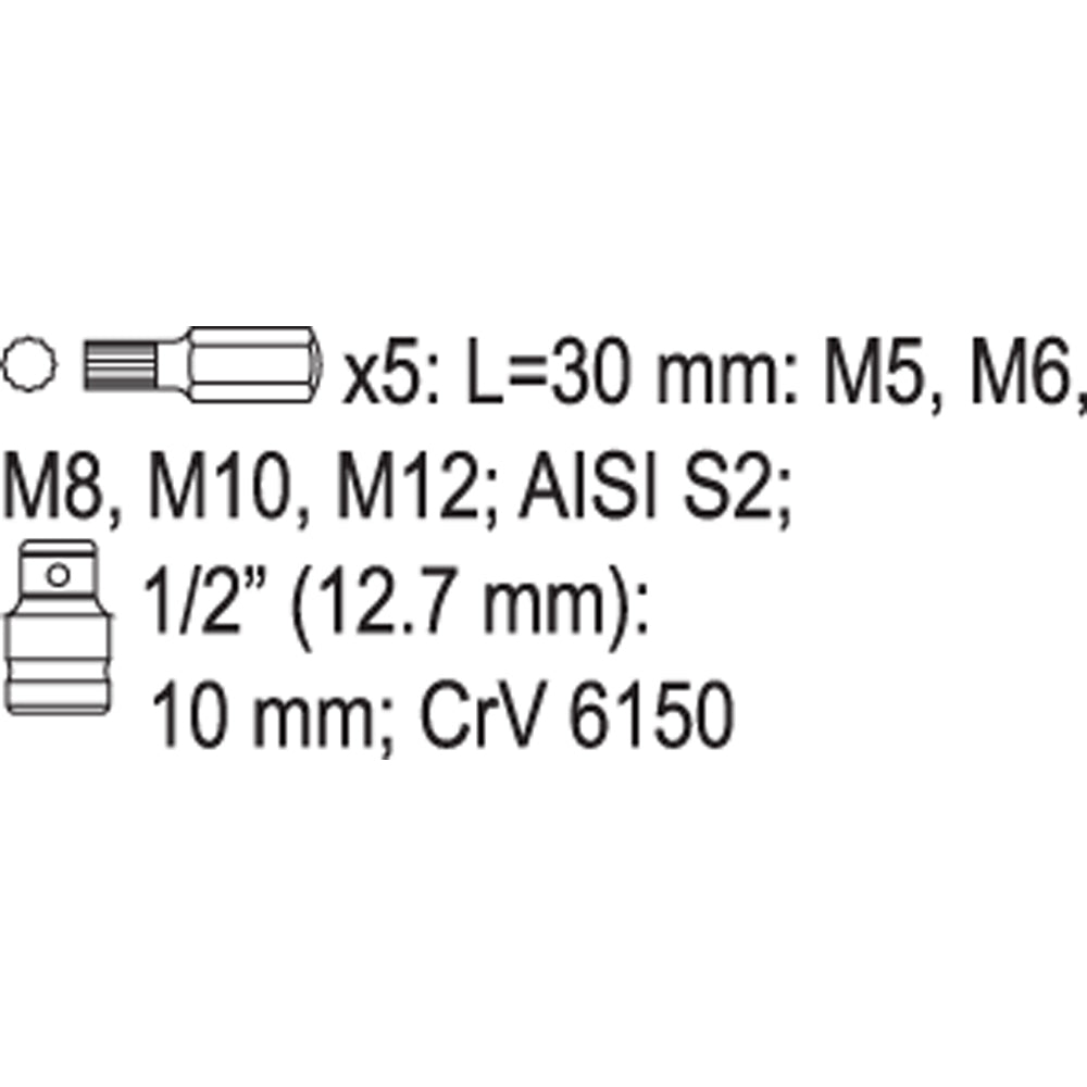 Yato YT-0414 Συλλογή Μύτες Spline (Πολύσφηνες) Σετ 6 Τεμ