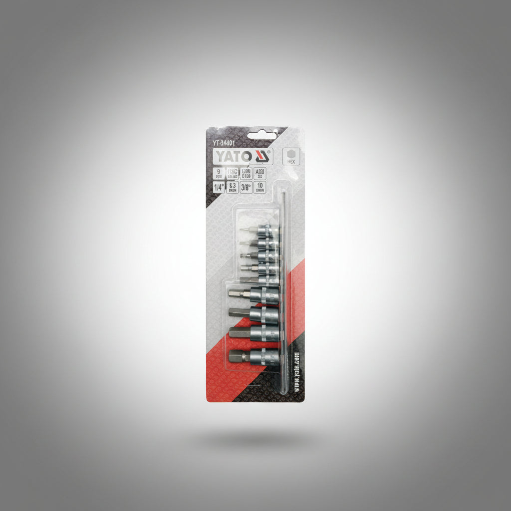 Yato YT-04401 Συλλογή Επαγγελματικά Καρυδάκια Μύτες Allen 1/4" & 3/8" Σετ 9 Τεμ