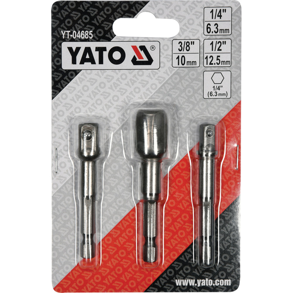 Yato YT-04685 Αντάπτορες Για Καρυδάκια & Εξαρτήματα 1/4" 3/8" 1/2" Εξάγωνοι HEX Σετ 3 Τεμ