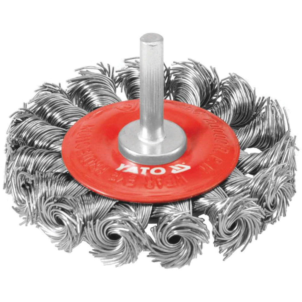 Yato YT-4759 Βούρτσα Συρμάτινη (Συρματόβουρτσα) Ρόδα Δραπάνου Με Άξονα 75mm ΣΤΡΙΦΤΗ