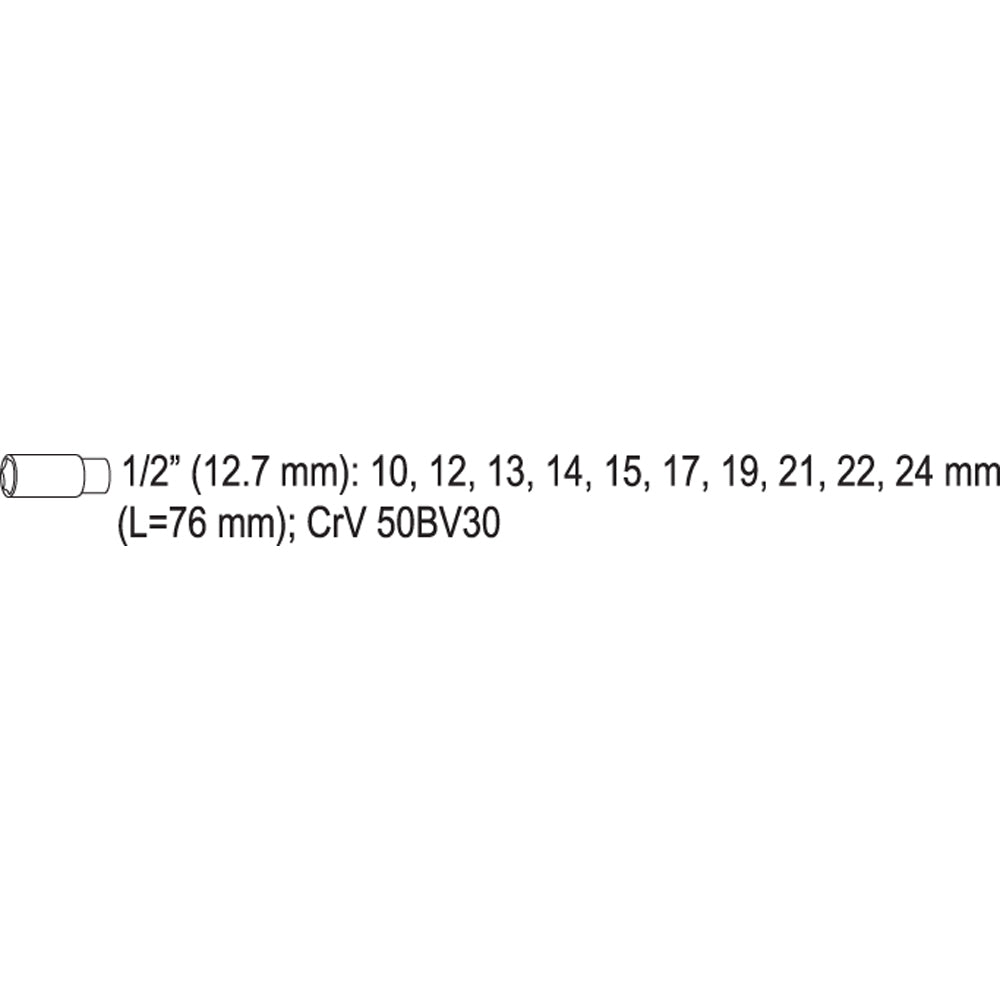 Yato YT-38861 Συλλογή Καρυδάκια Μακριά 1/2" Σετ 10 Τεμ