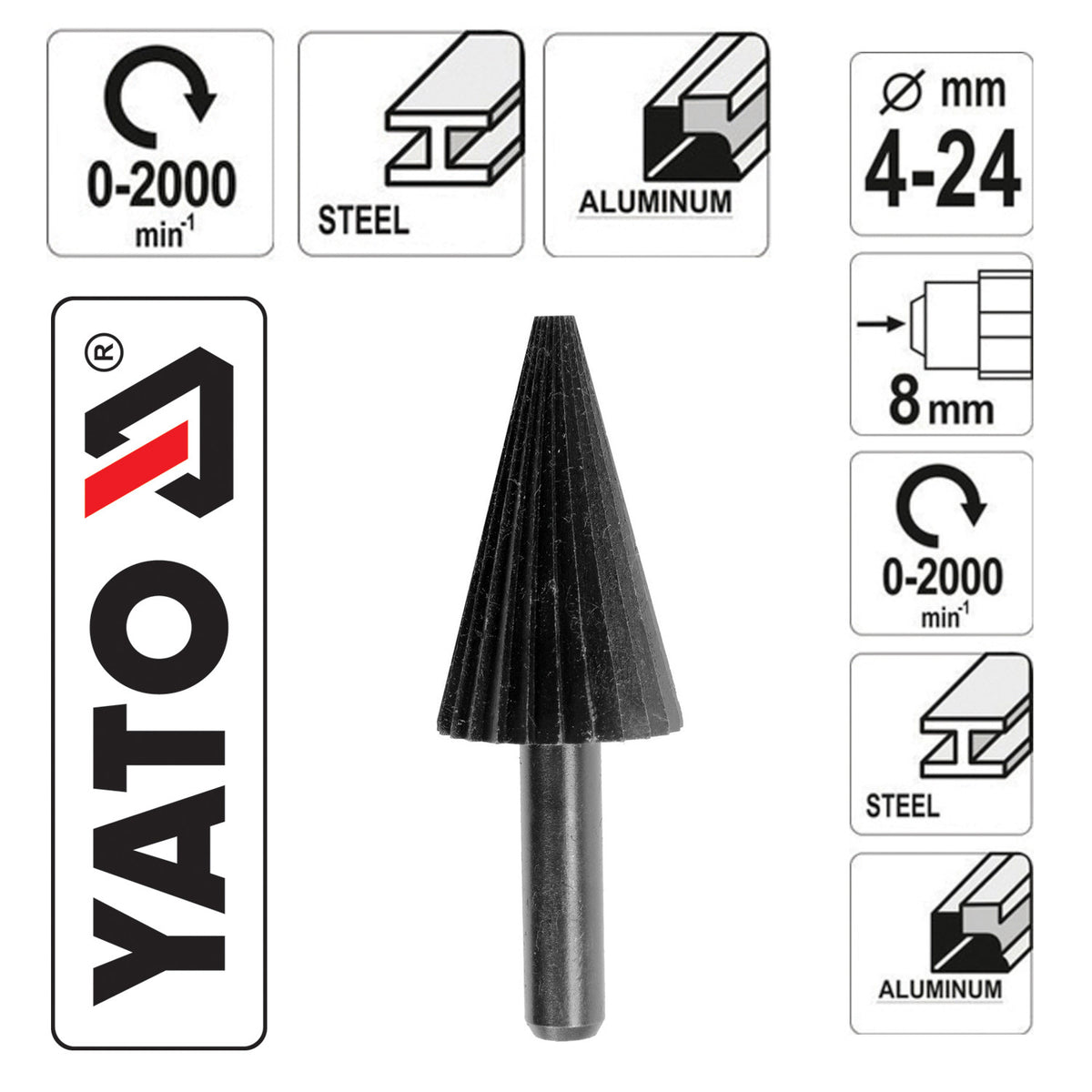 Yato YT-61700 Ράσπα Λείανσης Καθαρισμού Επεξεργασίας Για Ξύλο Πλαστικό Κωνική 4-24mm