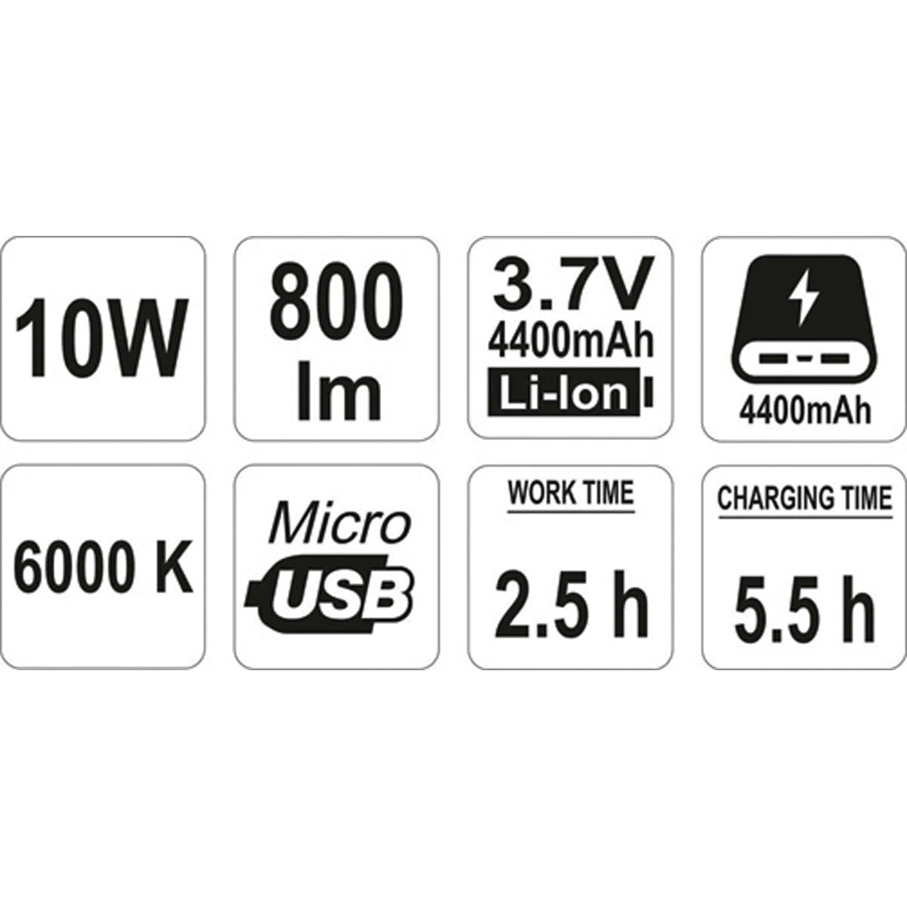 Yato YT-81820 Φορητός Προβολέας Επιθεώρησης & Εργασίας Μπαταρίας Επαναφορτιζόμενος USB-C 800 Lumens
