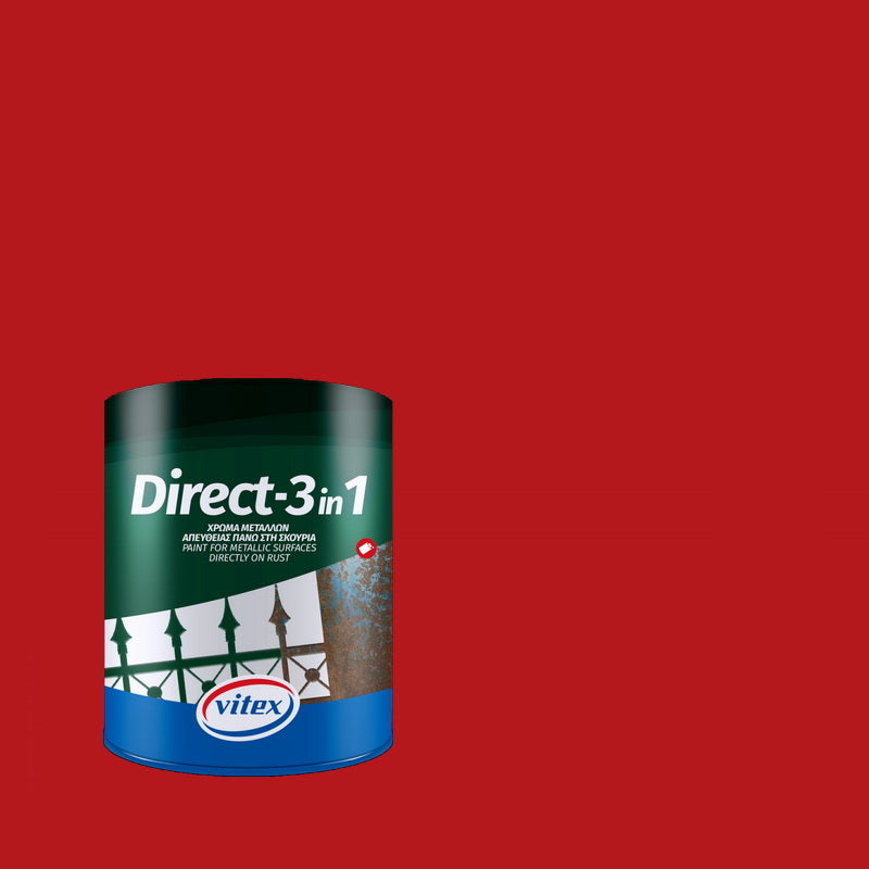 Vitex Direct-3in1 Αντισκουριακό Χρώμα Βαφή Απευθείας Στη Σκουριά 33 Κόκκινο