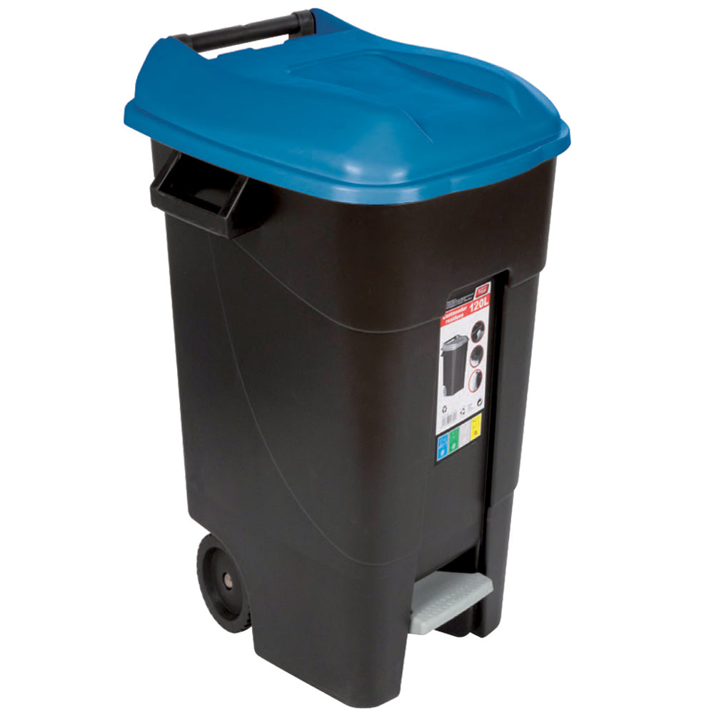 TAYG ECO 423024 Κάδος Απορριμμάτων Με Πεντάλ & Ρόδες 120Ltr ΜΑΥΡΟΣ ΜΠΛΕ ΚΑΠΑΚΙ