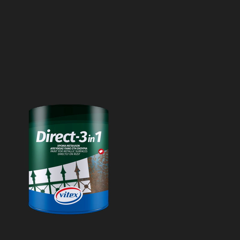 Vitex Direct-3in1 Αντισκουριακό Χρώμα Βαφή Απευθείας Στη Σκουριά 55 Μαύρο