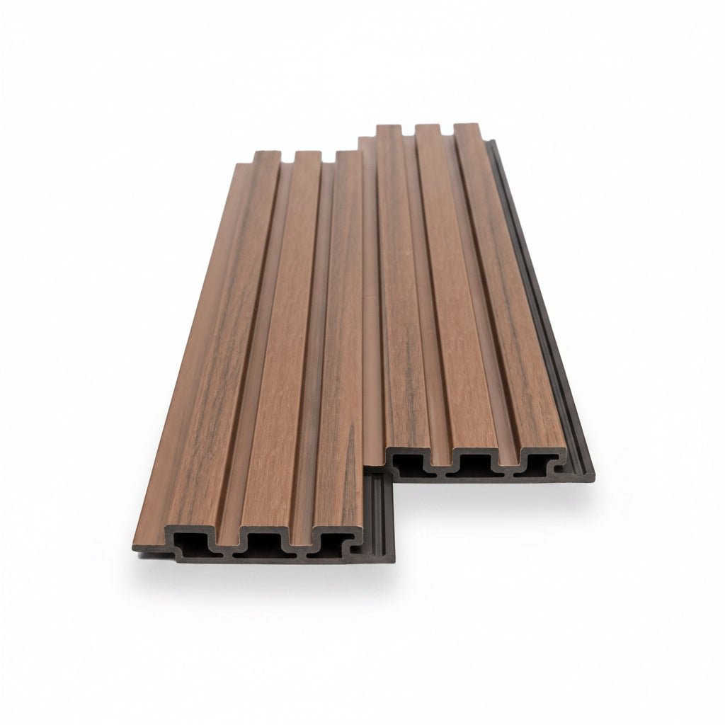 3D WPC Συνθετικό Panel 2ης Γενιάς Με Πηχάκια 5510 Teak 25mm x 147.5mm 2.9mtr