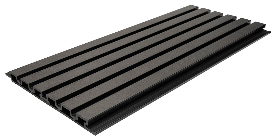3D WPC Συνθετικό Panel 2ης Γενιάς Με Πηχάκια 8570 Dark Grey 25mm x 176.5mm 2.9mtr