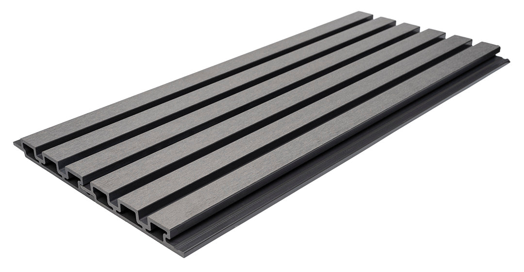 3D WPC Συνθετικό Panel 2ης Γενιάς Με Πηχάκια 8550 Light Grey 25mm x 176.5mm 2.9mtr