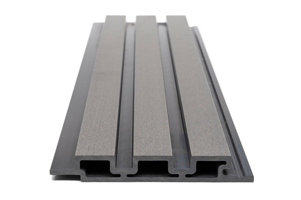 3D WPC Συνθετικό Panel 2ης Γενιάς Με Πηχάκια 8550 Light Grey 25mm x 176.5mm 2.9mtr