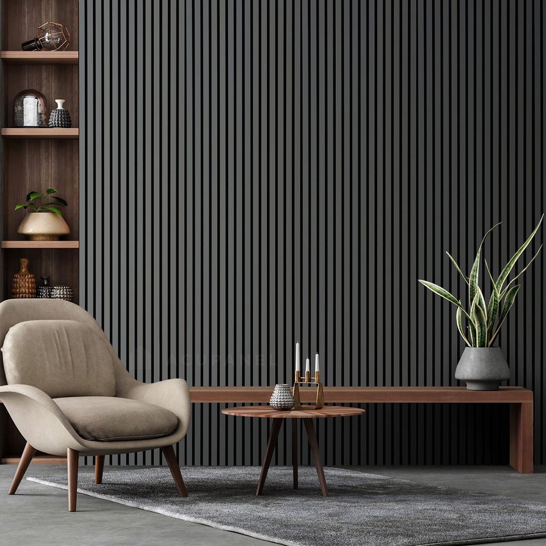 3D WPC Συνθετικό Panel 2ης Γενιάς Με Πηχάκια 5570 Dark Grey 25mm x 147.5mm 2.9mtr