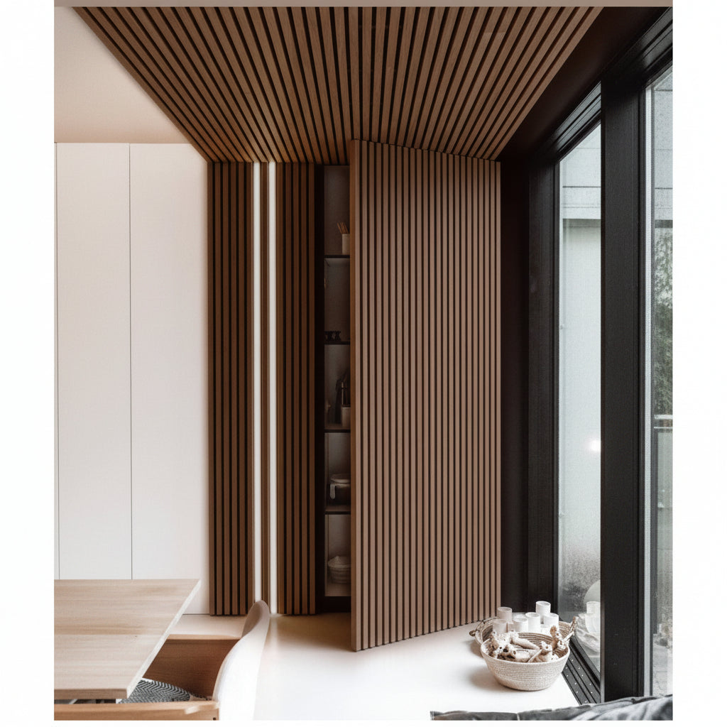 3D PS Wall Panel Residence 08 Dark Brown Oak Με Πηχάκια 122x21mm 2.9mtr