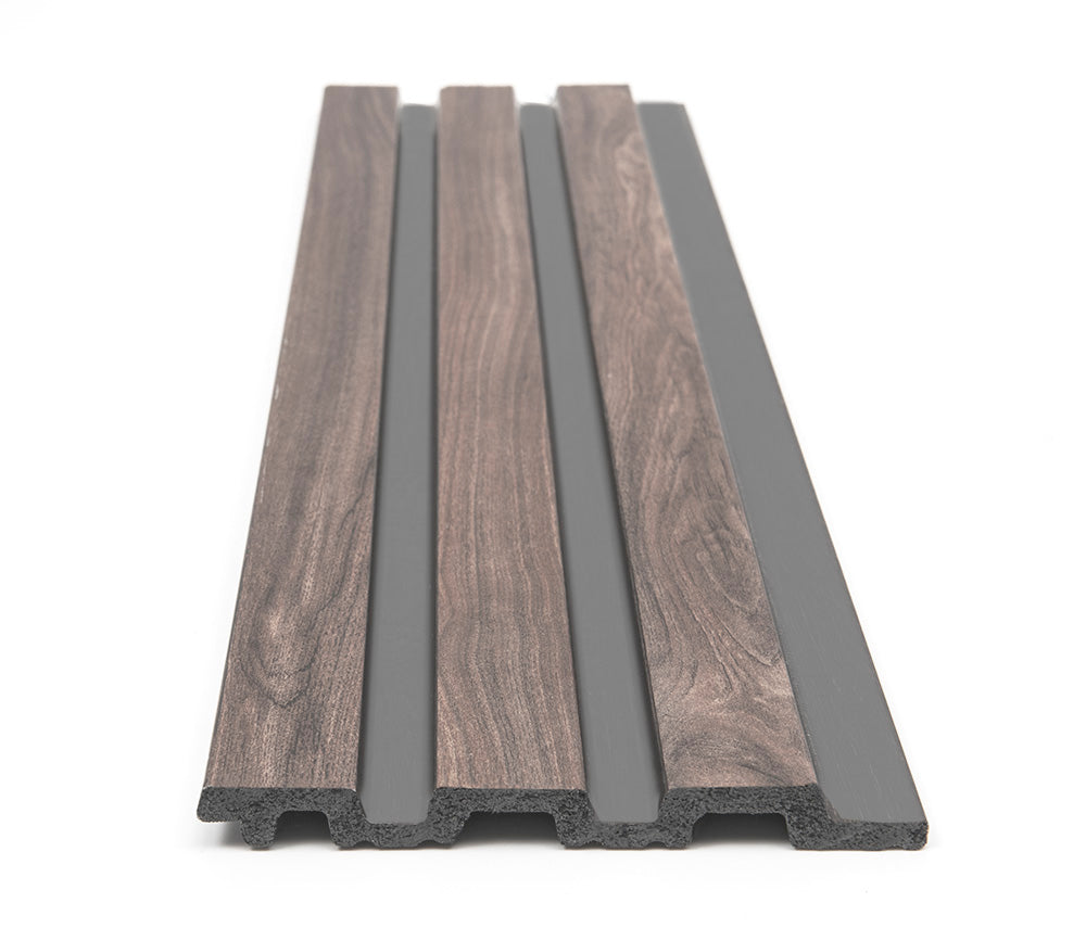 3D PS Panel Με Πηχάκια Piano 00 WALNUT/DARK GREY 122x12mm 2.9mtr