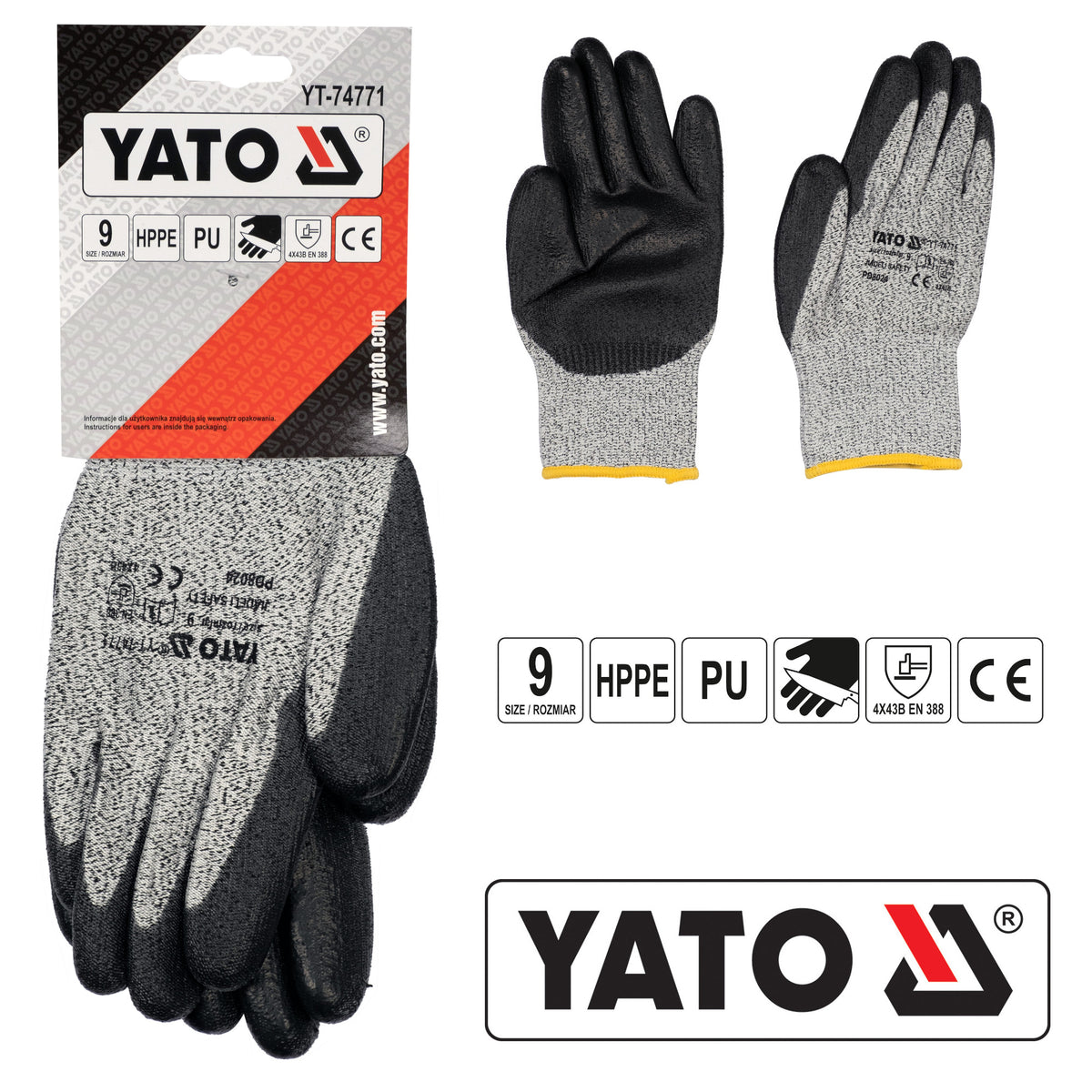 Yato YT-74772 Γάντια Εργασίας Με Αντικοπτική Προστασία HPPE 10" XL