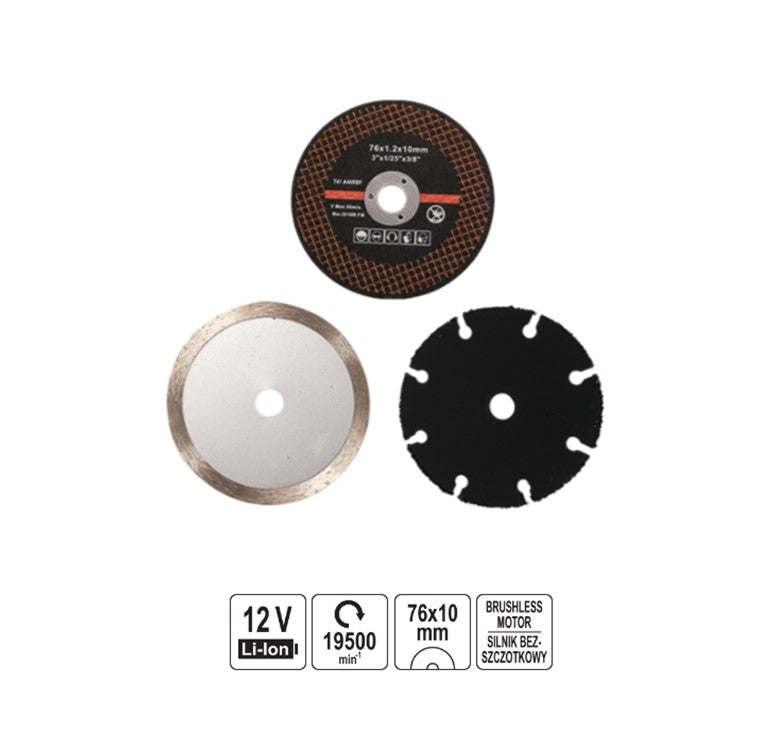 Yato YT-82905 Brushless Γωνιακός Τροχός Μπαταρίας ΜΙΝΙ 12V Li-Ion 76mm SOLO