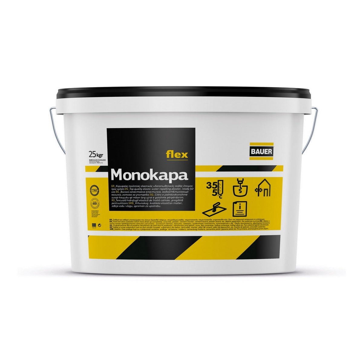 Bauer Monokapa Flex Άκαυστος Ελαστικός Διακοσμητικός Οργανικός Σοβάς Θερμομόνωσης K