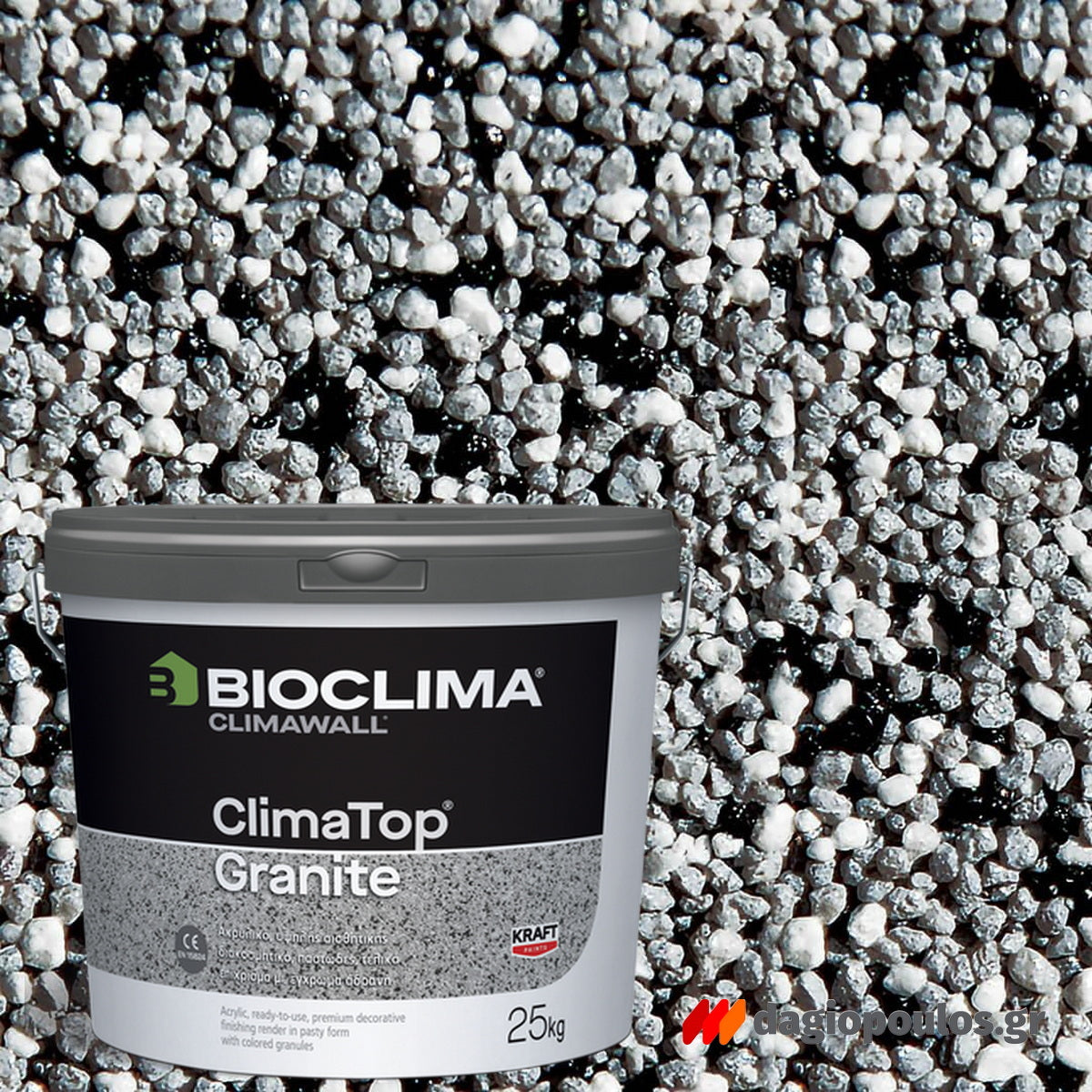 Bioclima ClimaTop Granite Ακρυλικό Παστώδες Διακοσμητικό Τελικό Επίχρισμα 25kgr KM B62 GREY STONE