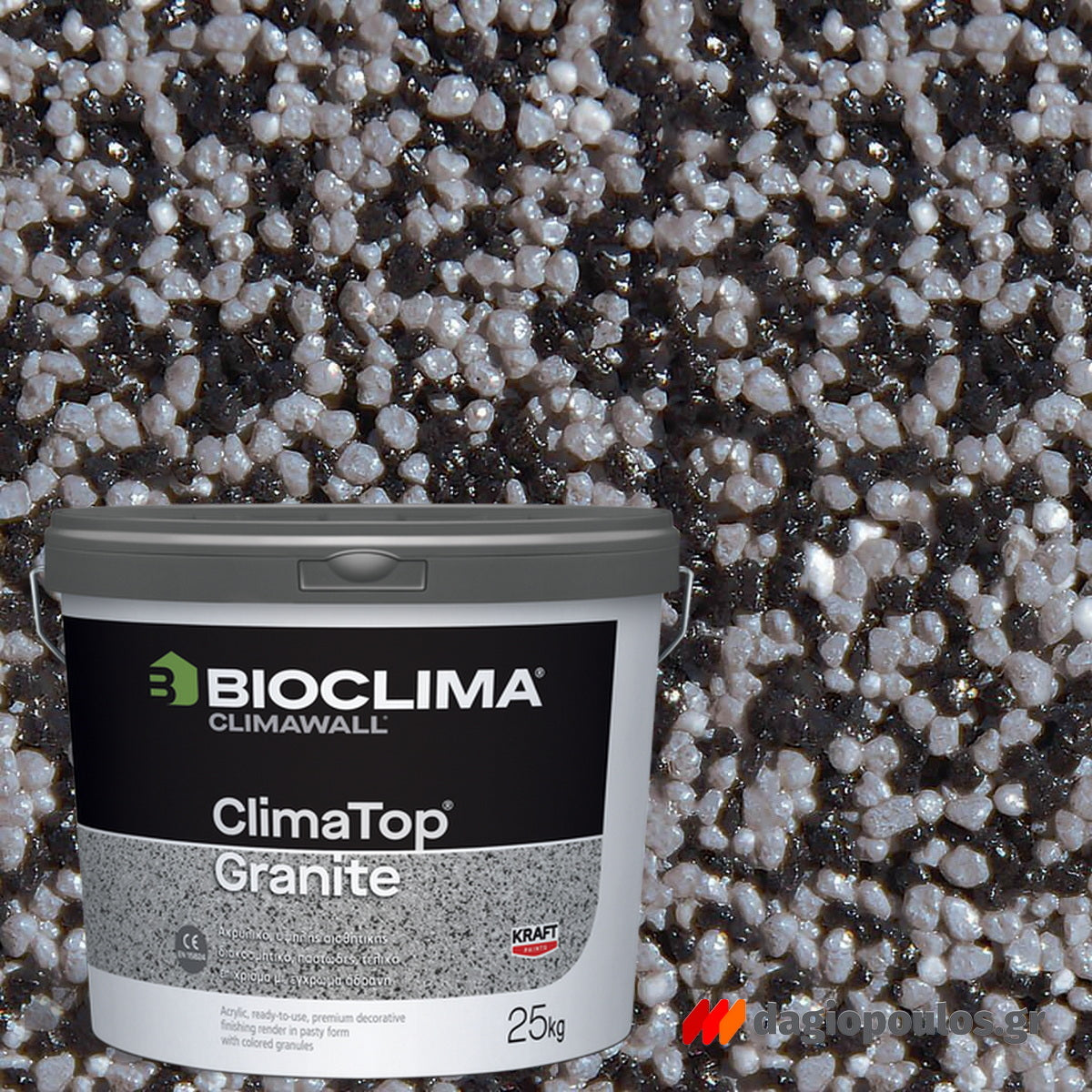 Bioclima ClimaTop Granite Ακρυλικό Παστώδες Διακοσμητικό Τελικό Επίχρισμα 25kgr KM2029 GRAPHITE