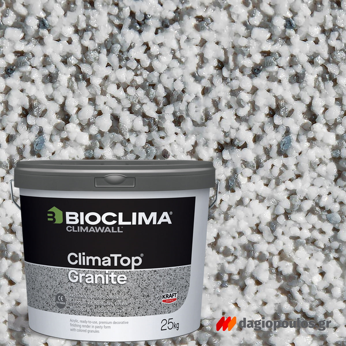 Bioclima ClimaTop Granite Ακρυλικό Παστώδες Διακοσμητικό Τελικό Επίχρισμα 25kgr KM470 ICE GREY