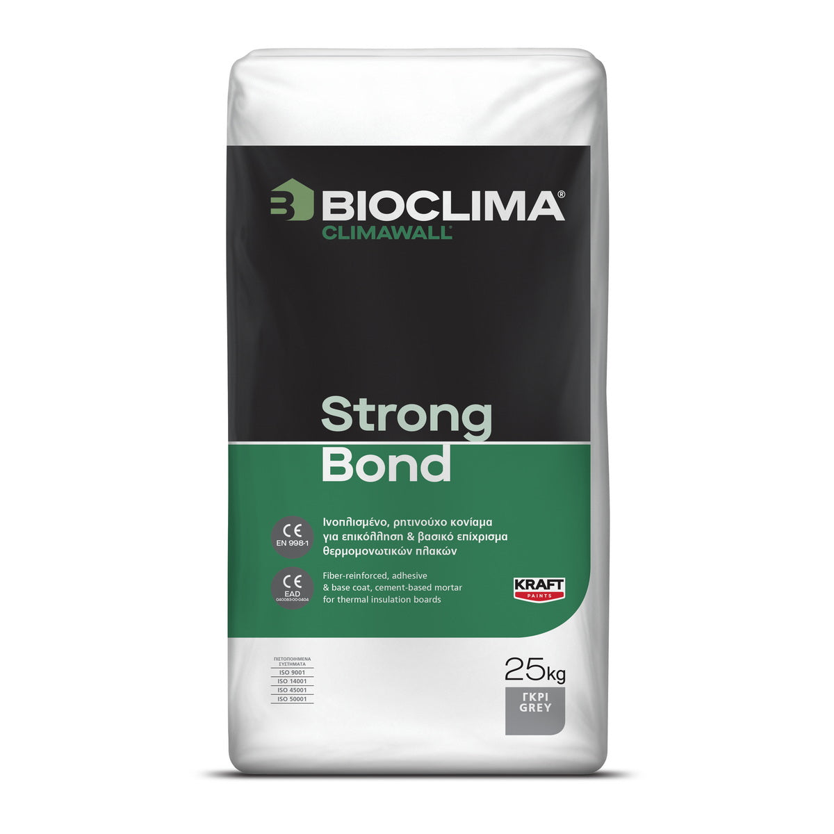 Bioclima Climawall Strong Bond Ινοπλισμένη Ακρυλική Τσιμεντοειδής Κόλλα Θερµοµόνωσης 25kgr ΓΚΡΙ