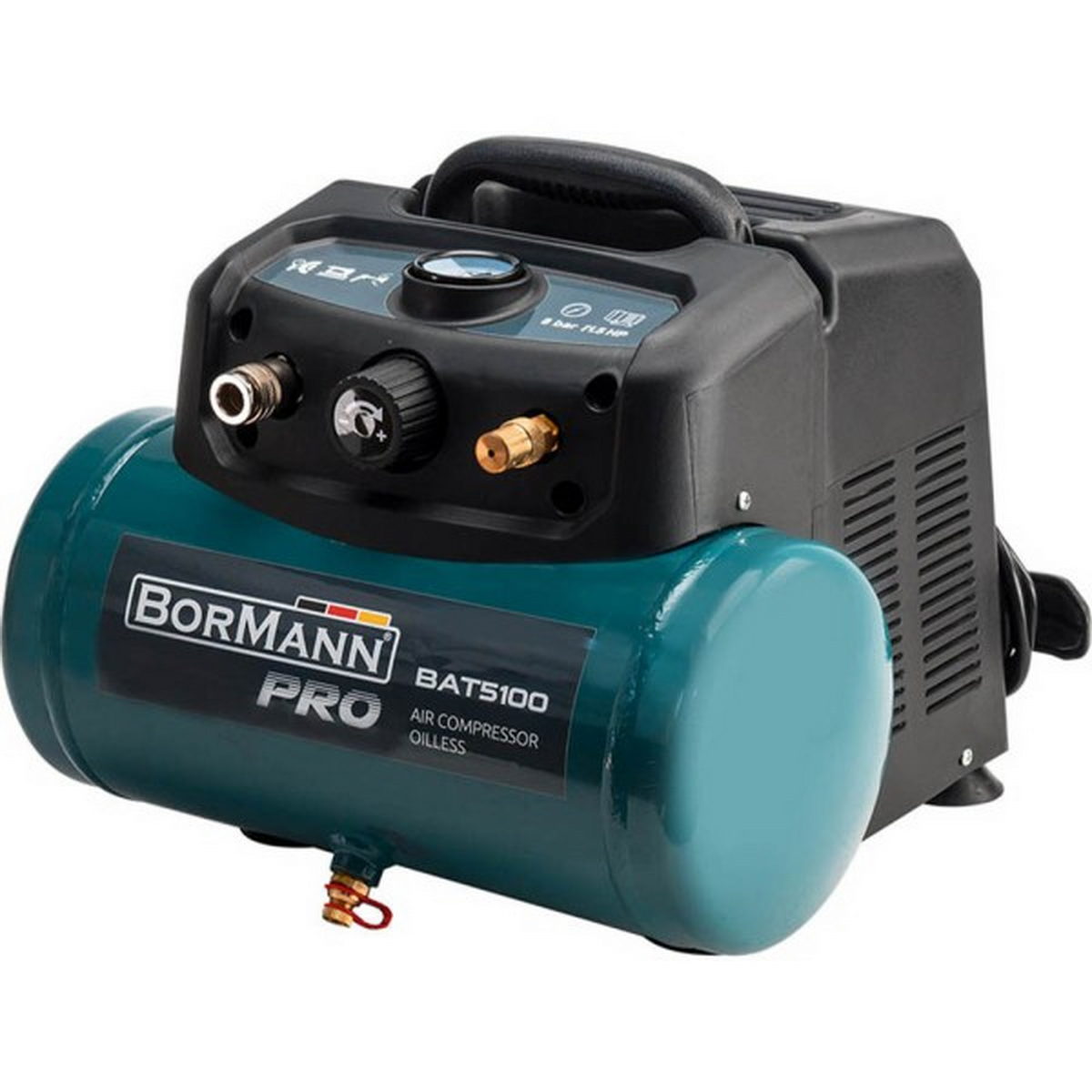 BORMANN Pro BAT5100 Αεροσυμπιεστής (Κομπρεσέρ) Μονομπλόκ 1.5Hp 6Ltr