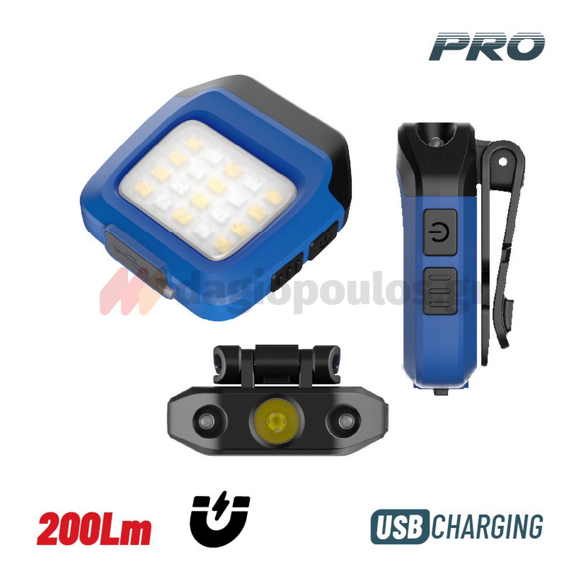 Bormann Pro BPR6034 Φακός Με Κλιπ Επαναφορτιζόμενος 200 Lumens