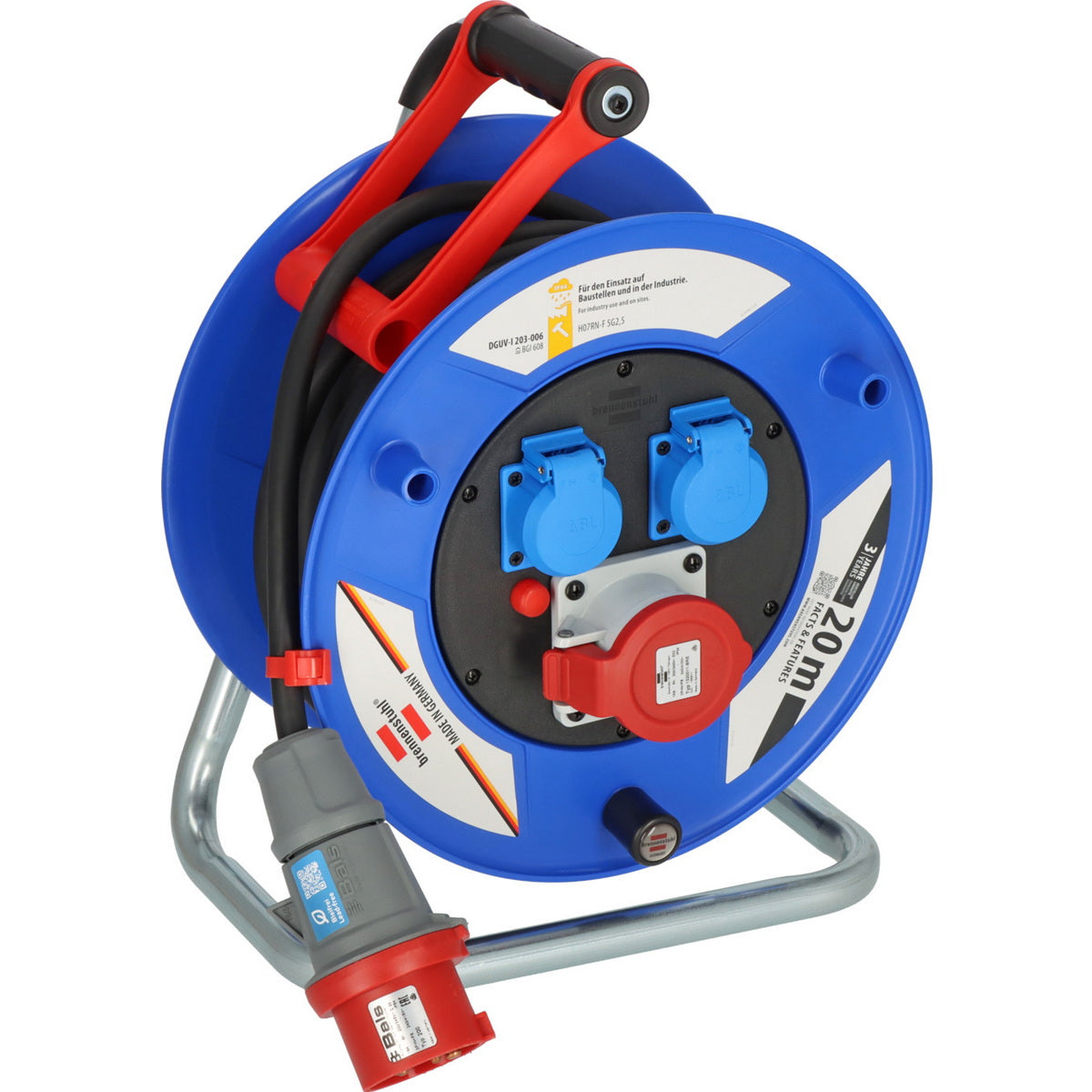 Brennenstuhl Garant CEE 1 1237990 IP44 Μπαλαντέζα Ρεύματος Σε Καρούλι Με Καλώδιο H07RN-F 5G2.5 x 20mtr