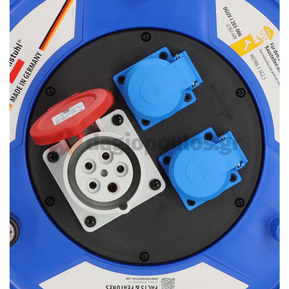Brennenstuhl Garant CEE 1 1237990 IP44 Μπαλαντέζα Ρεύματος Σε Καρούλι Με Καλώδιο H07RN-F 5G2.5 x 20mtr