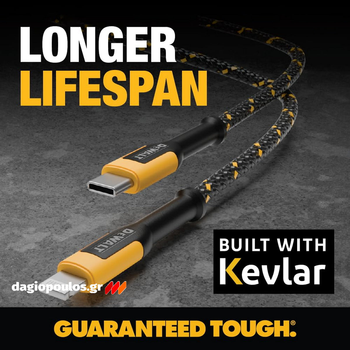 DeWalt 1311357DWG Ενισχυμένο Καλώδιο USB-C σε Lightning 1.2mtr