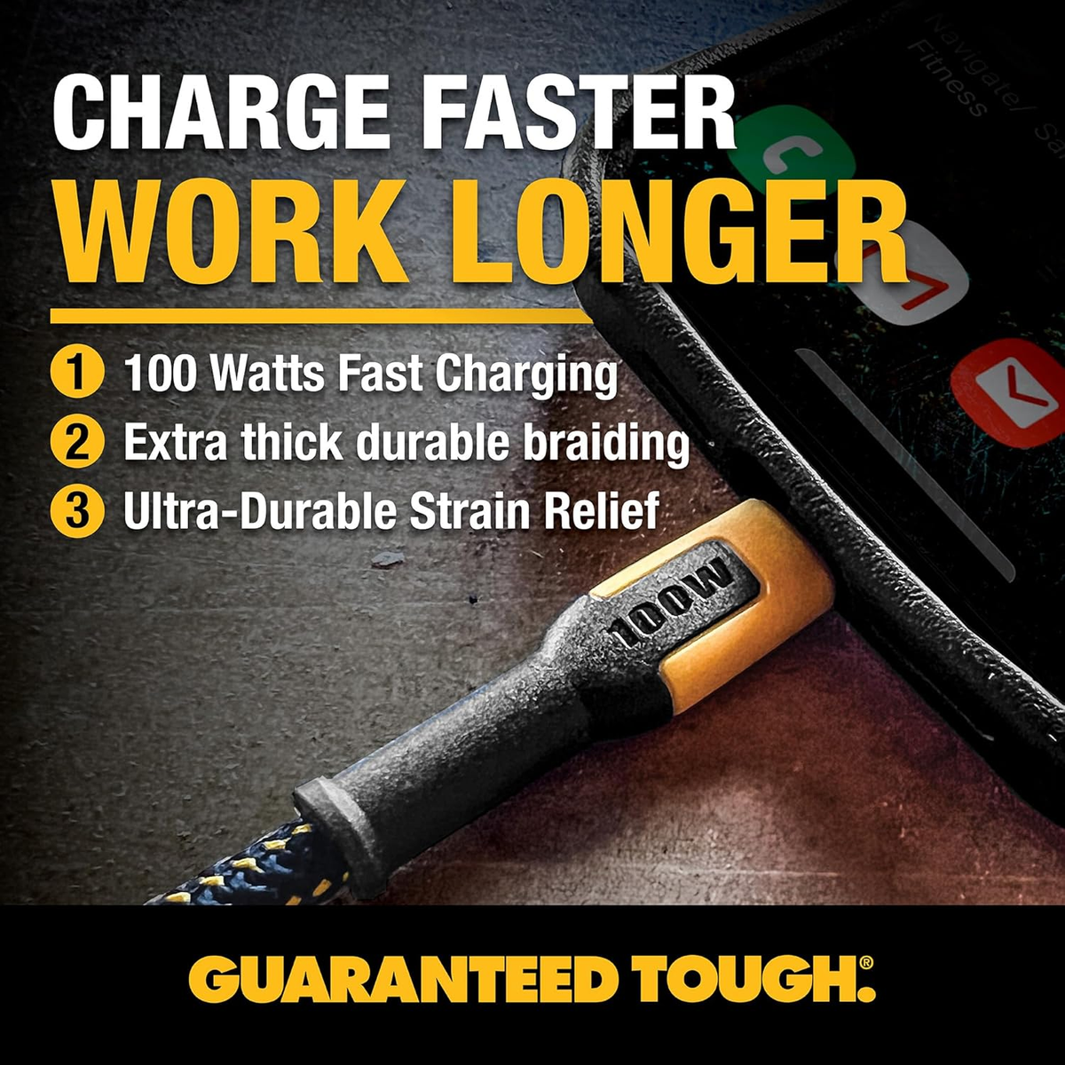 DeWalt 1311348DWG Ενισχυμένο Καλώδιο USB-A σε Type-C 1.8mtr