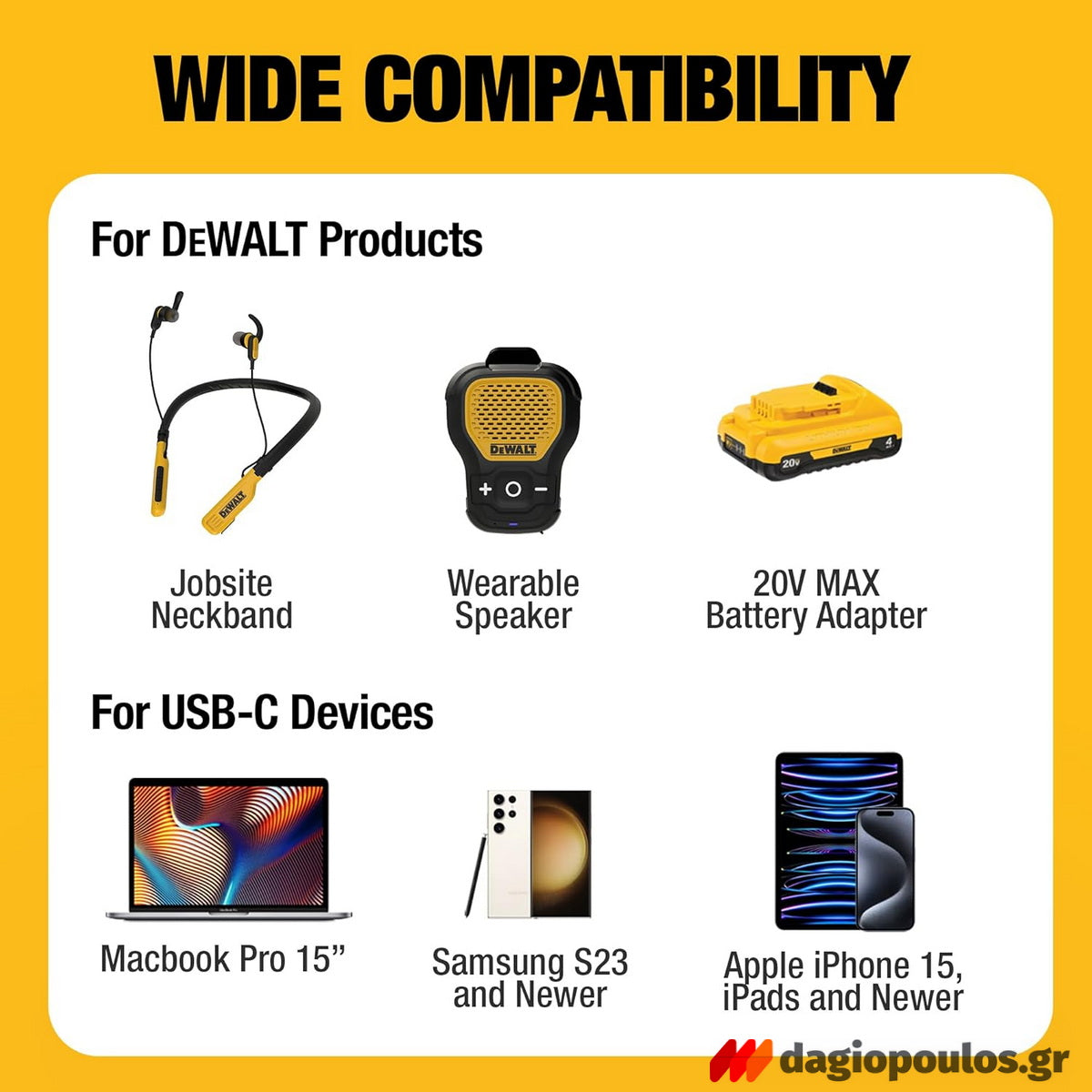 DeWalt 1410484DWG Φορτιστής Αυτοκινήτου 2 Θυρών Type-C 120W