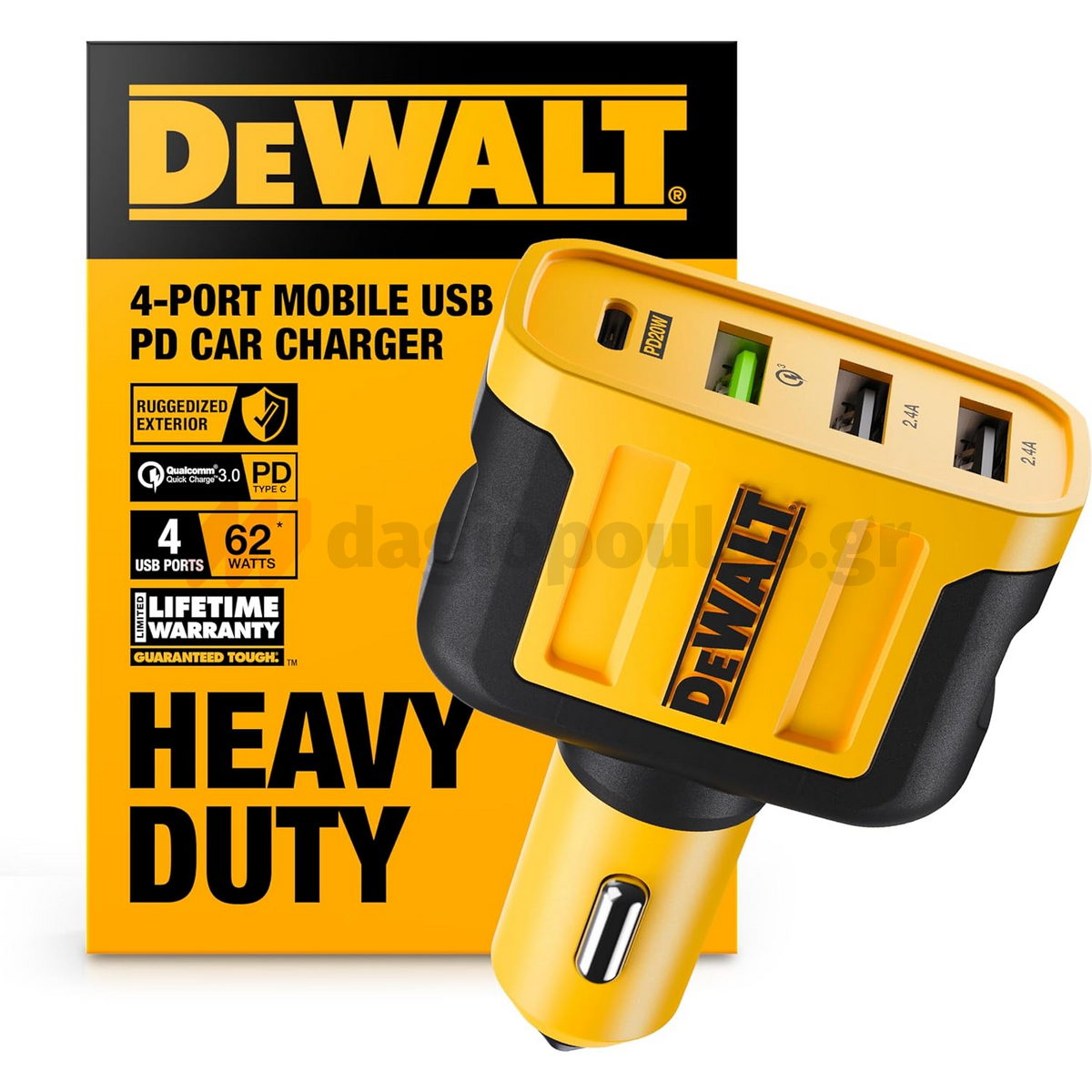 DeWalt 1419009DWG Φορτιστής Αυτοκινήτου USB PD 4 Θυρών 60W