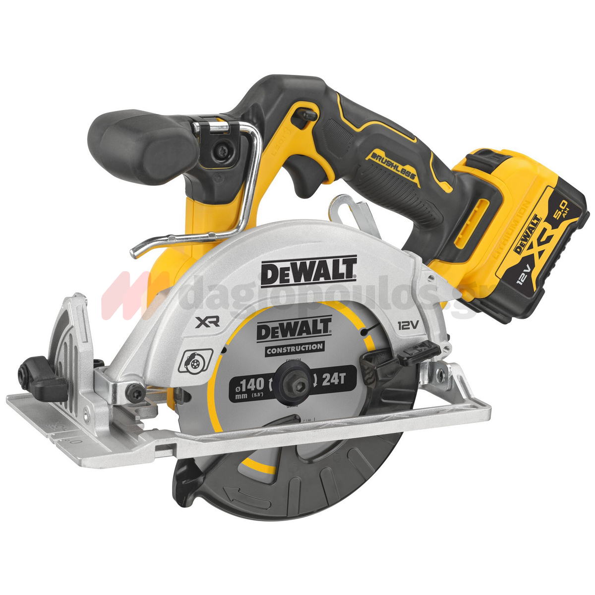 DeWalt DCS512P2-QW Brushless Δισκοπρίονο Χειρός Μπαταρίας 12V 140mm Με 2 Μπατ.5.0Ah - Βαλίτσα T-Stak