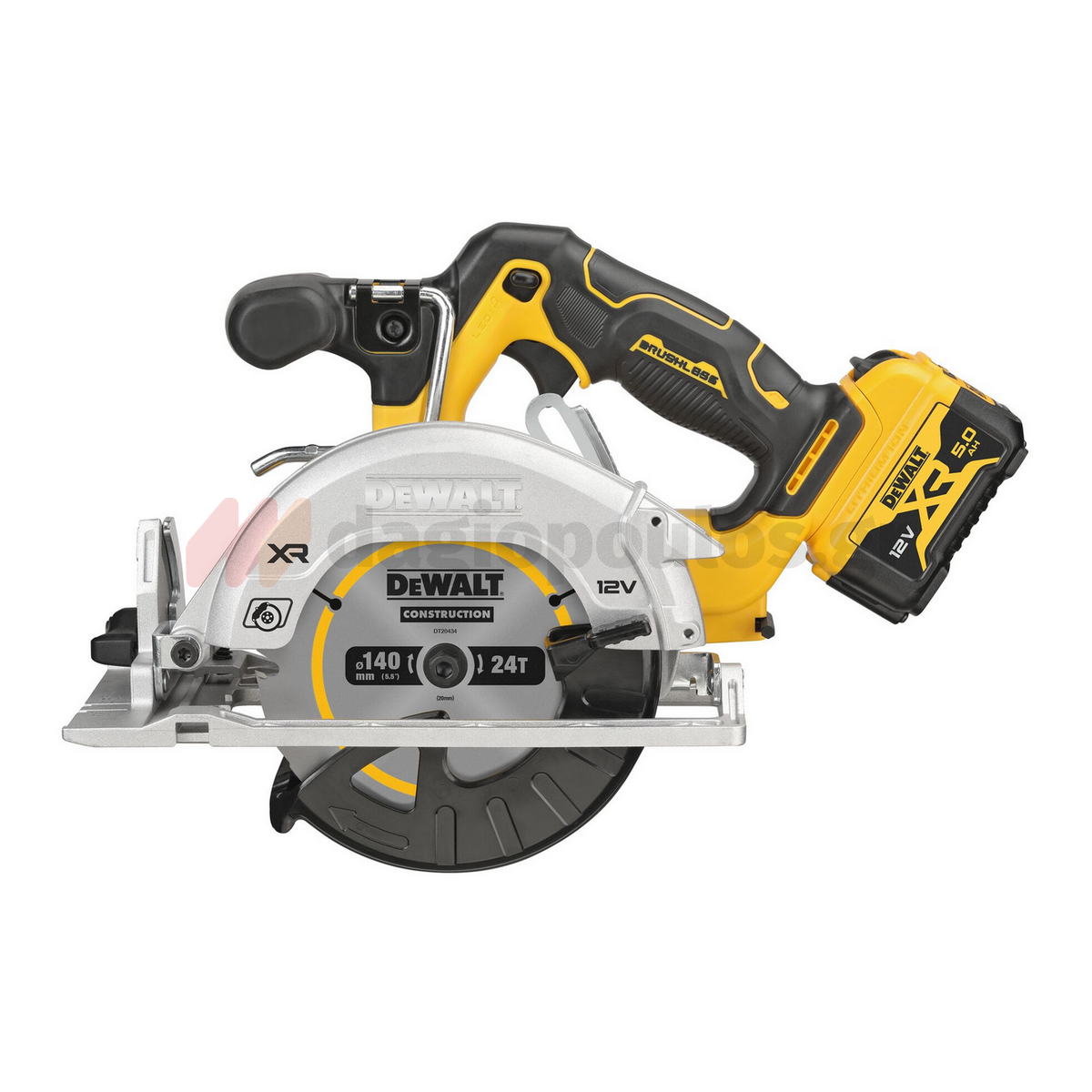 DeWalt DCS512P2-QW Brushless Δισκοπρίονο Χειρός Μπαταρίας 12V 140mm Με 2 Μπατ.5.0Ah - Βαλίτσα T-Stak