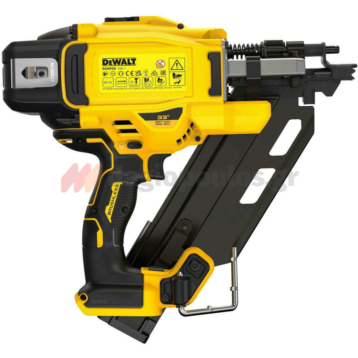 DeWalt DCN930N-XJ Brushless Καρφωτικό Χειρός Μπαταρίας 33° 90mm 18V Li-Ion SOLO