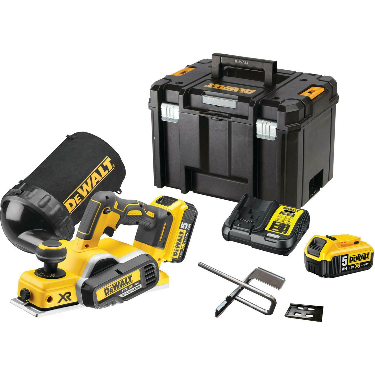 DeWalt DCP5802P2-QW Brushless Πλάνη Μπαταρίας 18V Li-Ion Με 2 Μπατ.5.0Ah - Φορτιστή - Βαλίτσα T-Stak