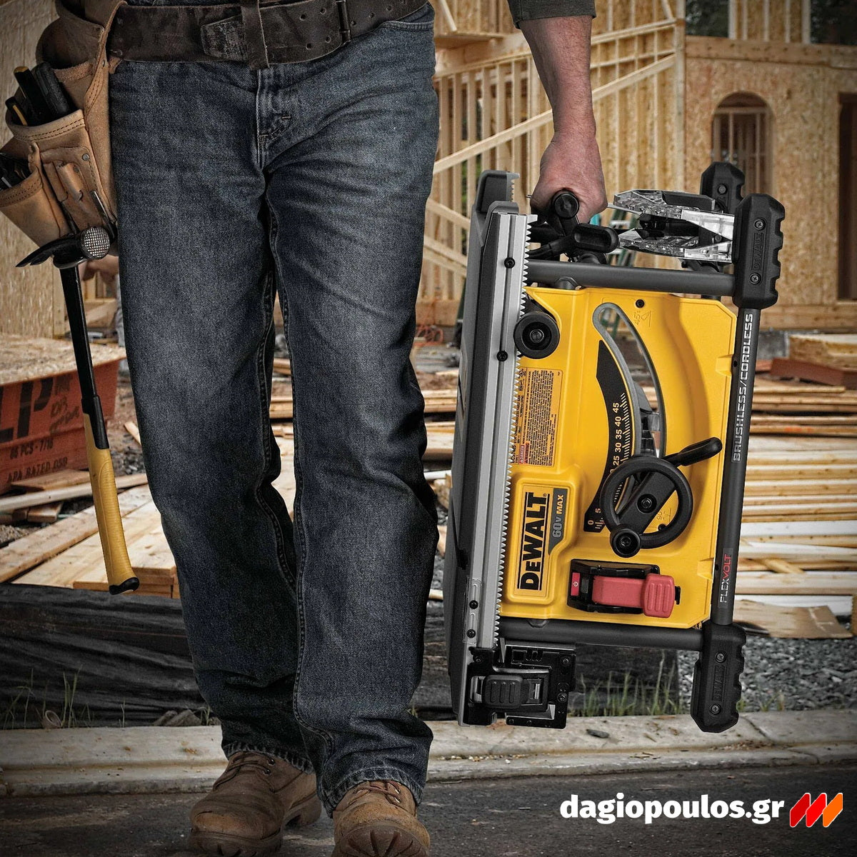 DeWalt DCS7485T2-QW Brushless Δισκοπρίονο Πάγκου Μπαταρίας 54V Flexvolt 210mm Με 2 Μπατ.6.0Ah