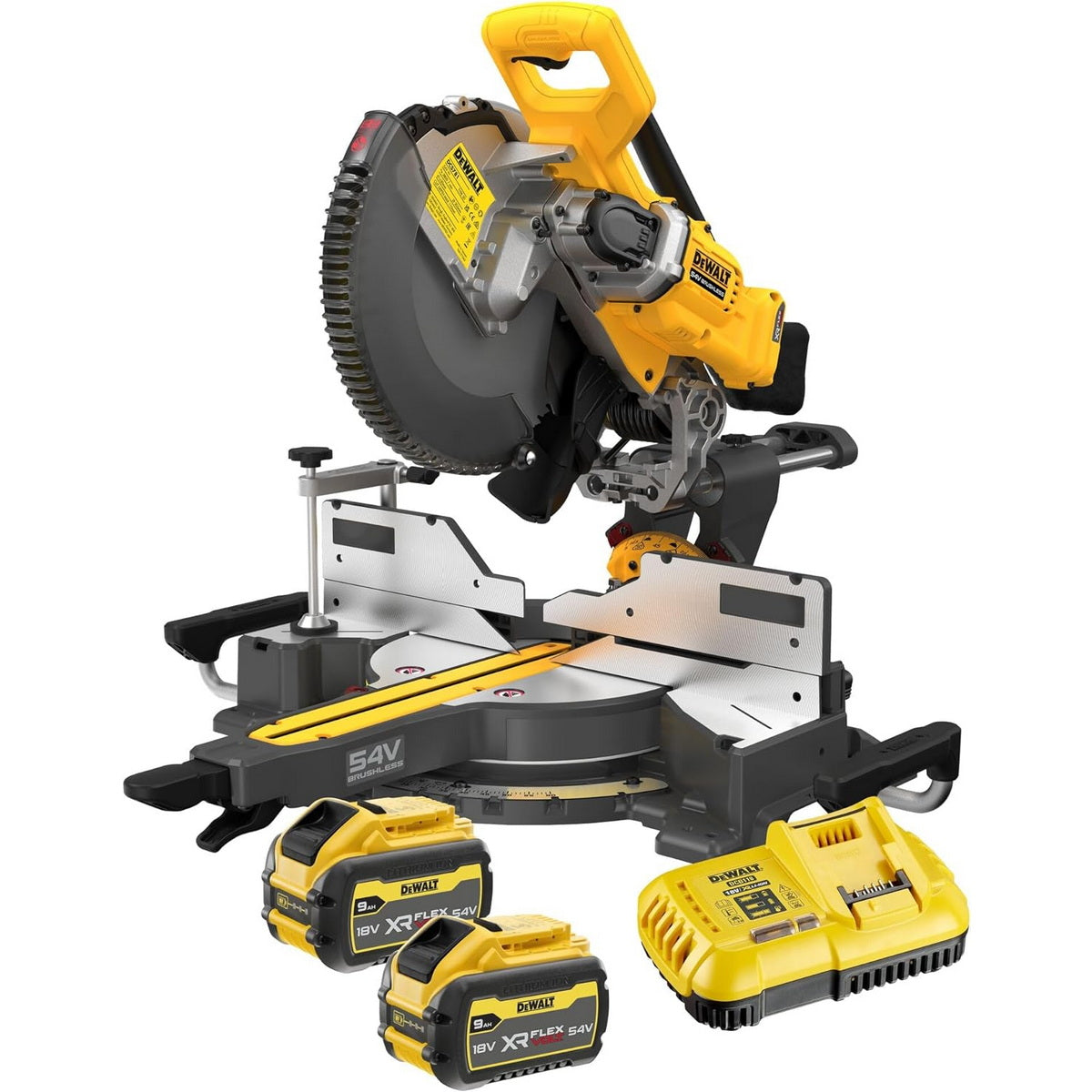 DeWalt DCS781X2-QW Brushless Φαλτσοπρίονο Πάγκου Συρόμενο (Radial) Μπαταρίας 54V XR FLEXVOLT 305mm Με 2 Μπατ.9.0Ah