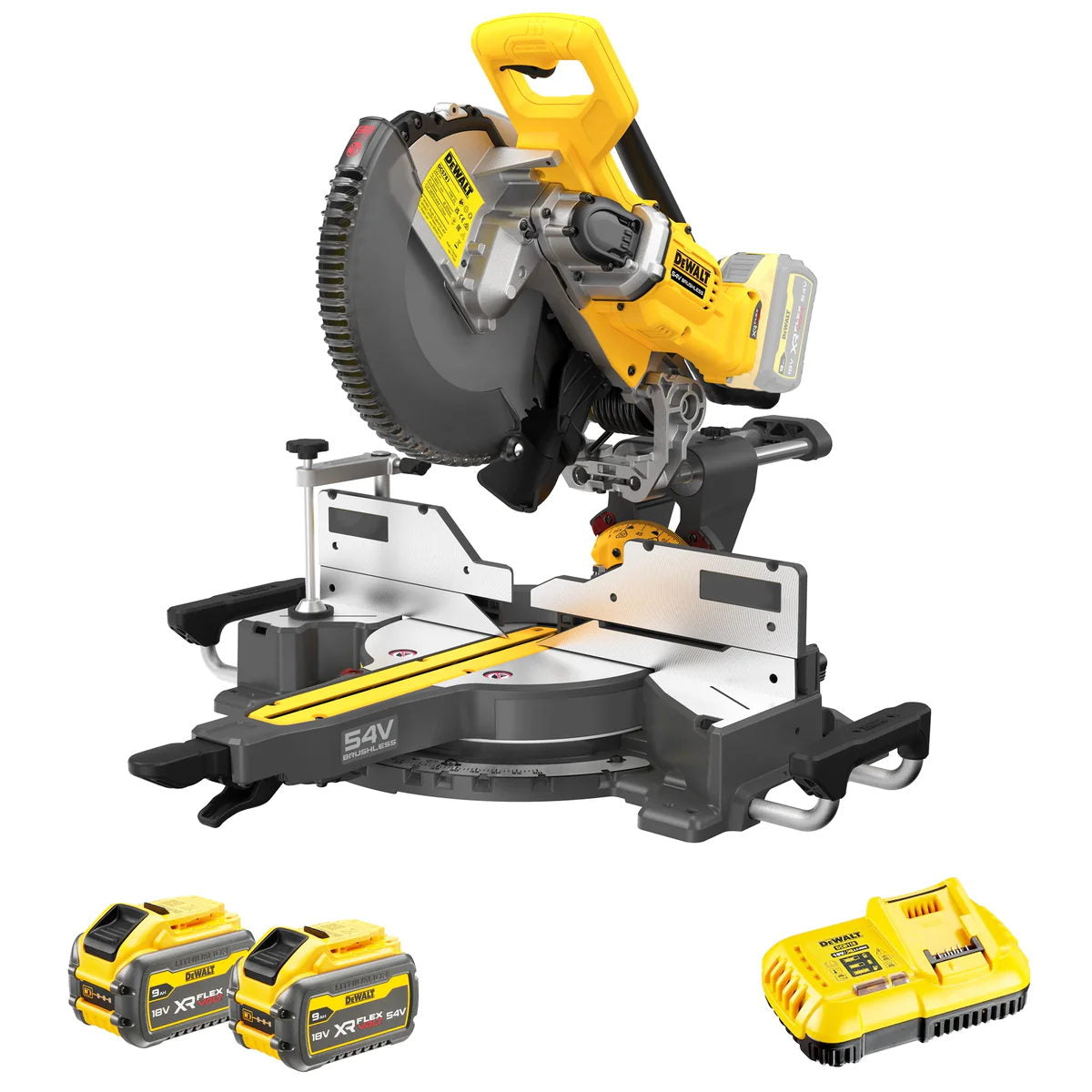DeWalt DCS781X2-QW Brushless Φαλτσοπρίονο Πάγκου Συρόμενο (Radial) Μπαταρίας 54V XR FLEXVOLT 305mm Με 2 Μπατ.9.0Ah