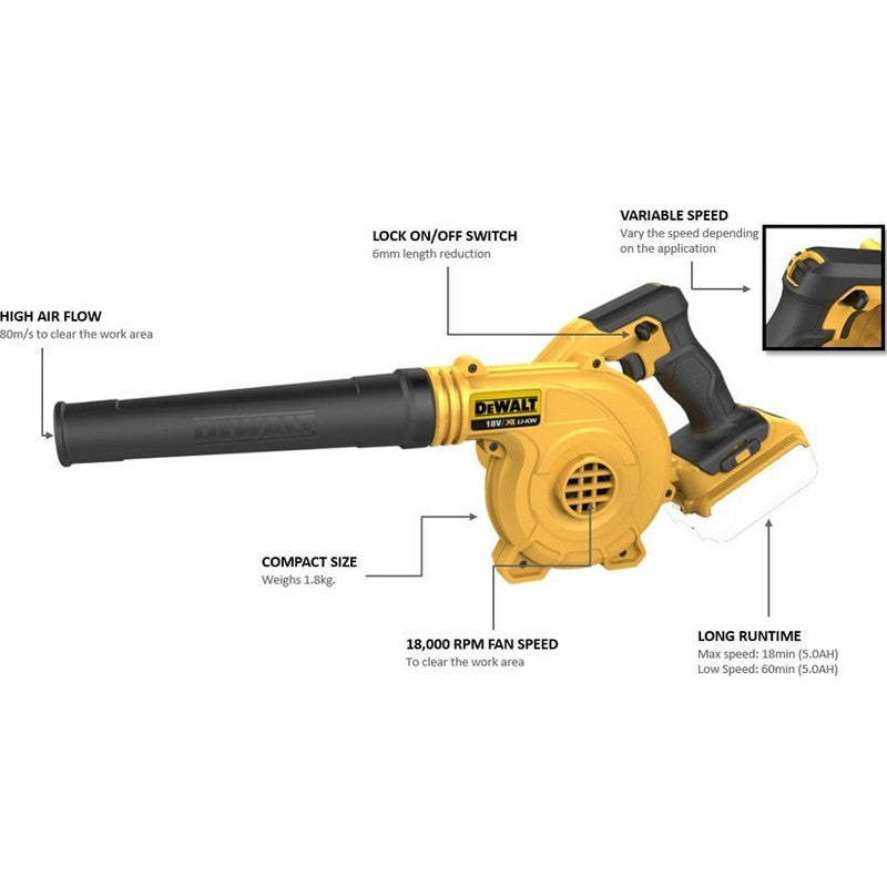 DeWalt DCV100-XJ Φυσερό (Φυσητήρας) Αναρροφητήρας Μπαταρίας 18V Li-Ion SOLO