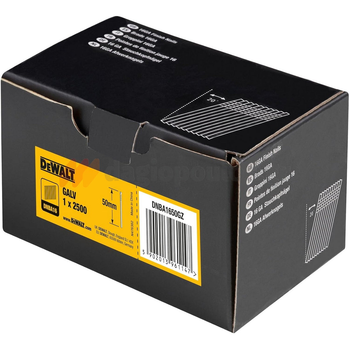 DeWalt DNBA1650GZ Καρφιά (Βελονάκια) Καρφωτικών Χειρός 50mm Σετ 2500 Τεμ Γαλβανιζέ