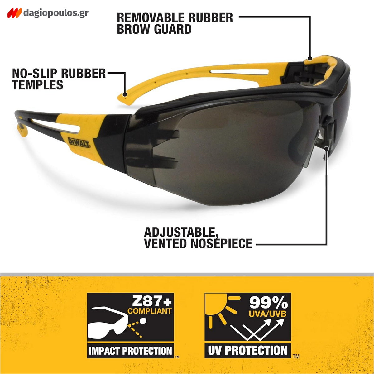 DeWalt DPG108-2D Γυαλιά Προστασίας Εργαζομένων Φιμέ Ανοικτού Τύπου