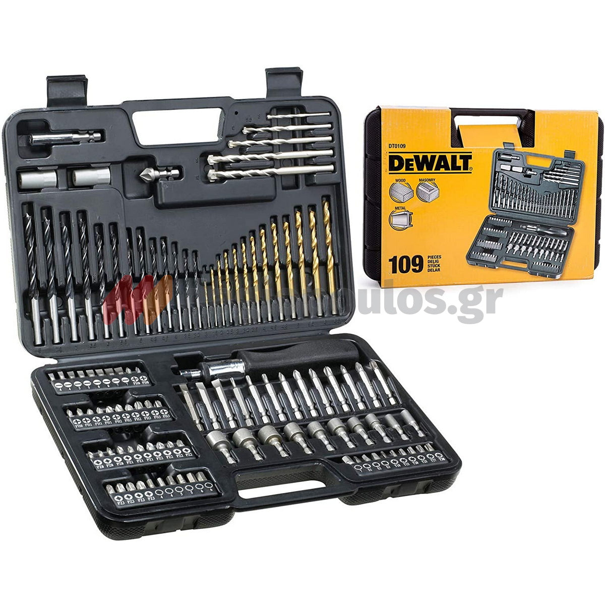 DeWalt DT0109-QZ Συλλογή Κατσαβίδι Χειρός Μύτες Τρυπάνια Σετ 109 Τεμ