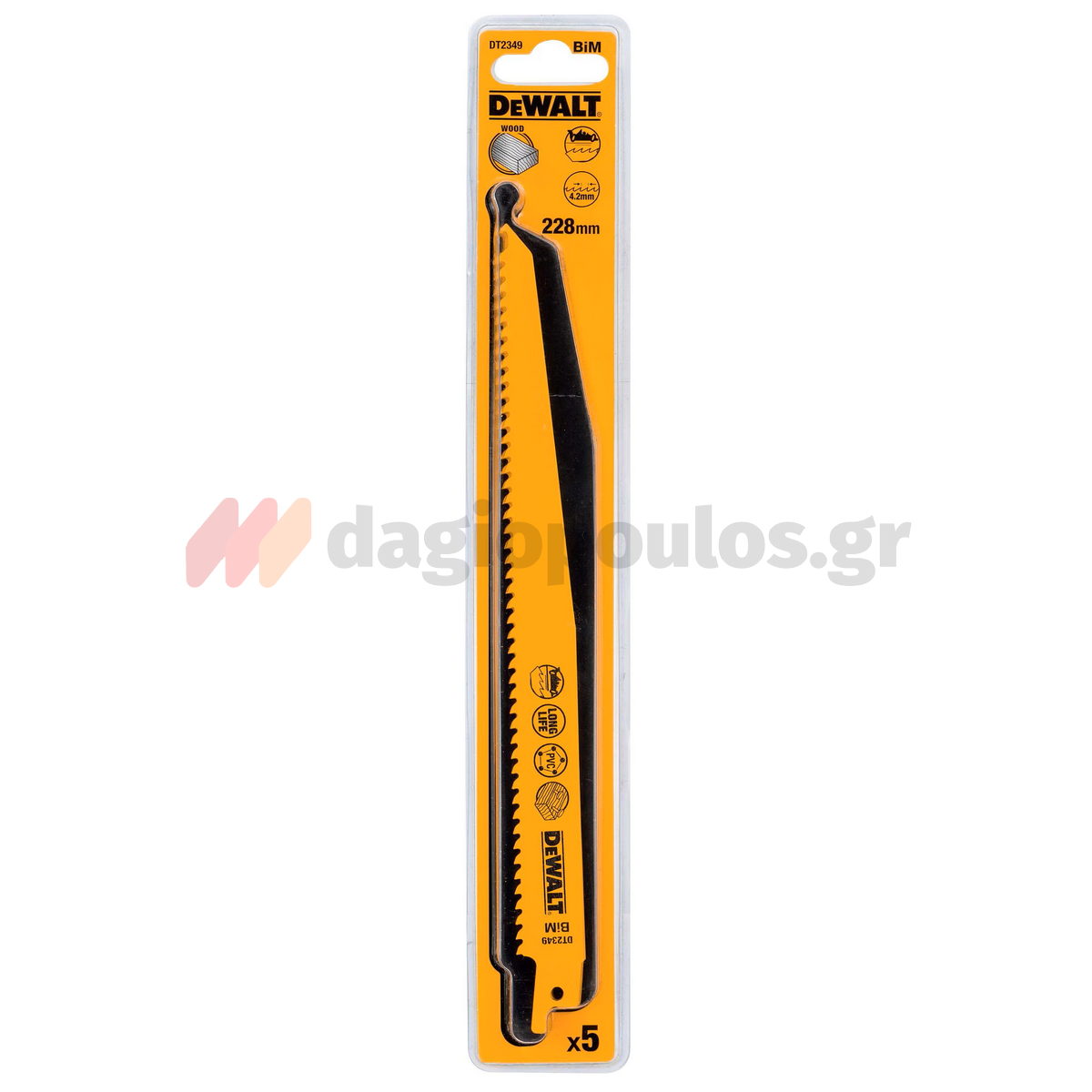 DeWalt DT2349-QZ Συλλογή Λάμες Σπαθοσέγας (Σεγάτσας) Bi-Metal Για Ξύλο 6TPI 228mm Σετ 5 Τεμ