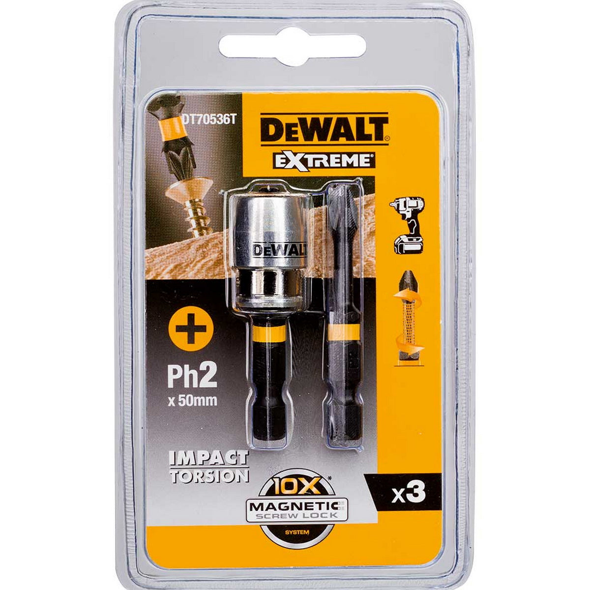 DeWalt DT70536T-QZ Συλλογή Μύτες FlextorQ Ph.2x50 Με Μαγνητιστή Σετ 3 Τεμ