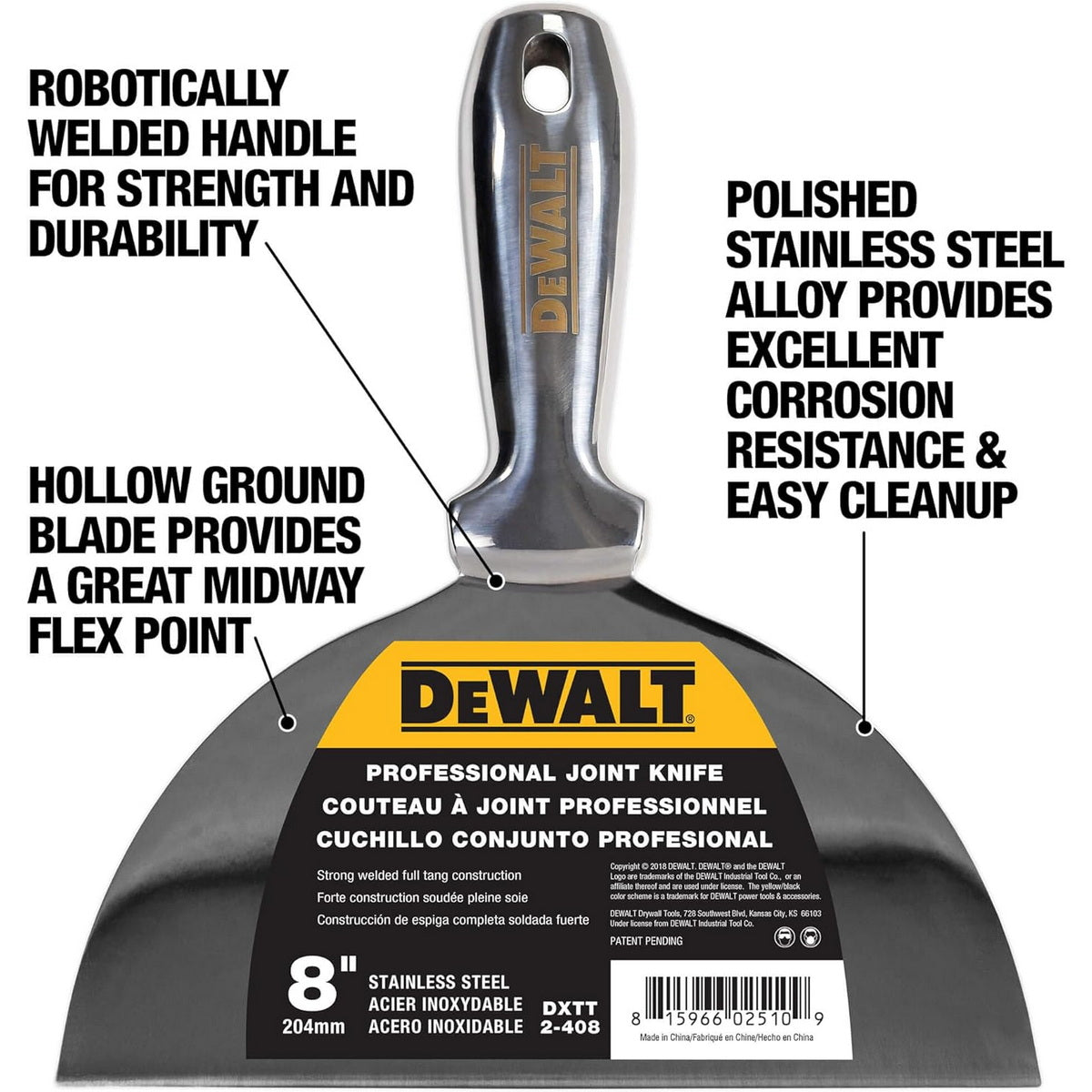 DeWalt DXTT-2-408 Stainless Steel Στοκαδόρος Με Ηλεκτροσυγκολλημένη Λαβή 8″ 203mm ΑΝΟΞΕΙΔΩΤΟΣ