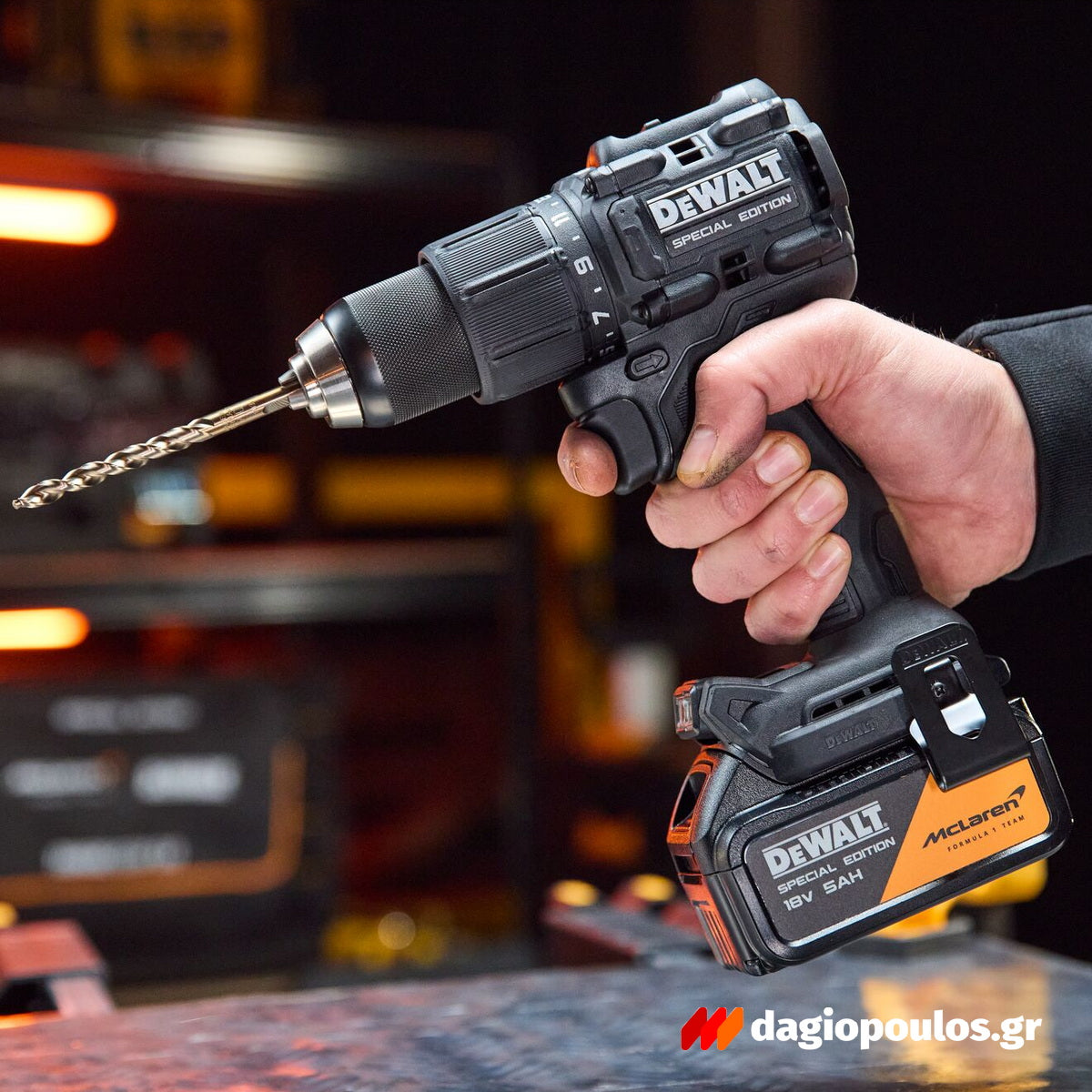 DeWalt McLaren DCK2223MP2T-QW Σετ Κρουστικό Δραπανοκατσάβιδο & Γωνιακός Τροχός 18V XR Με 2 Μπατ.5.0Ah-Βαλίτσα Μπαούλο T-Stak